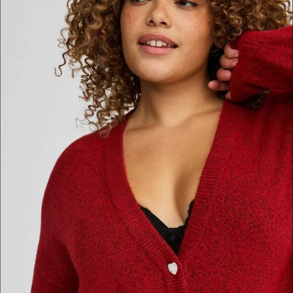 Torrid Vegan Cashmere Drop Shoulder Cardigan Festive Holiday V-Neck Sz 3X NWT - Picture 3 of 9
